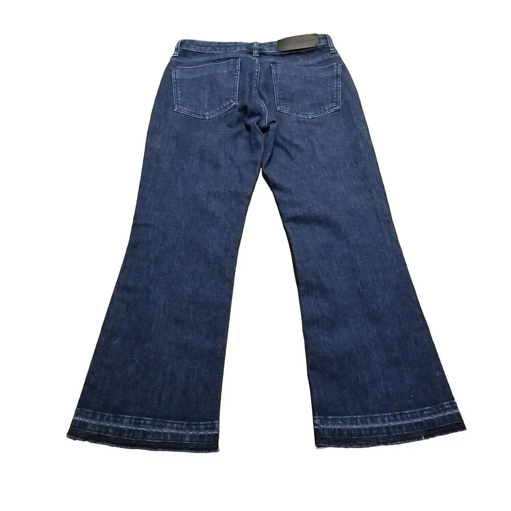 Victoria Beckham Jeans Women's 24 Wide Leg Raw Hem Cropped Dark Wash (28x25.5)